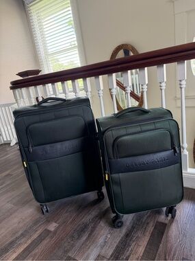 Delsey Paris Dark Green Medium Check-In and Carry-On Luggage